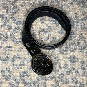 Black Leather Belt with Celtic Knot Buckle